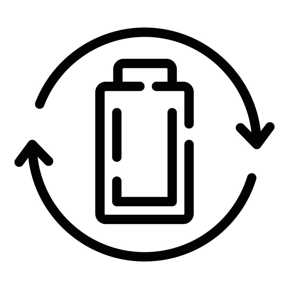 Battery recycle icon, outline style vector