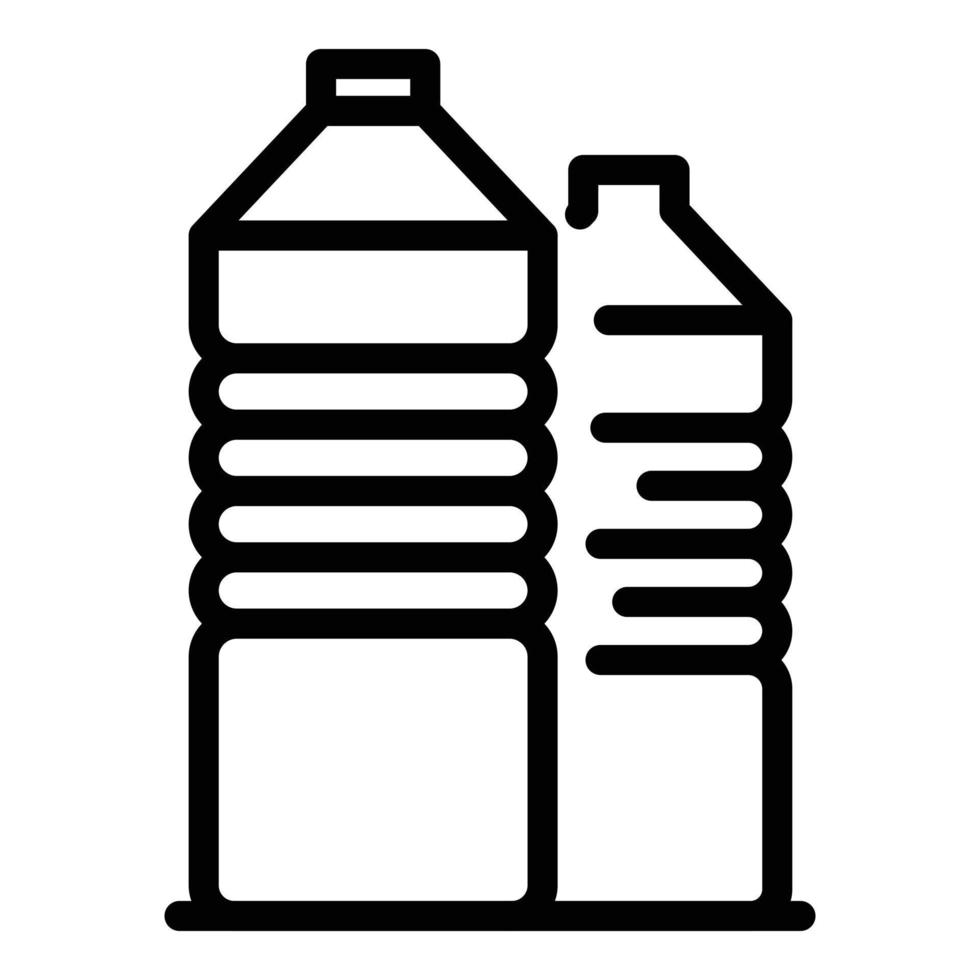 icono de botellas de plástico para mascotas, estilo de esquema vector