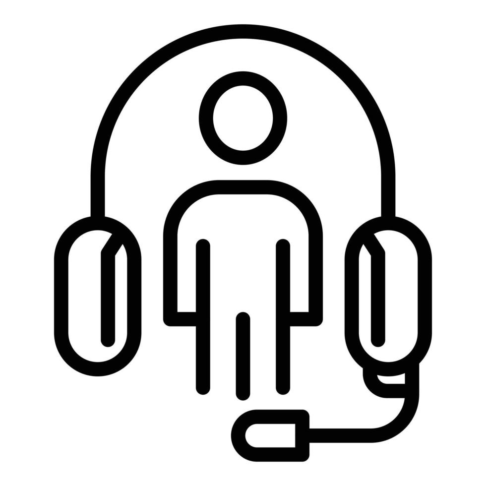 Agent headset icon, outline style vector