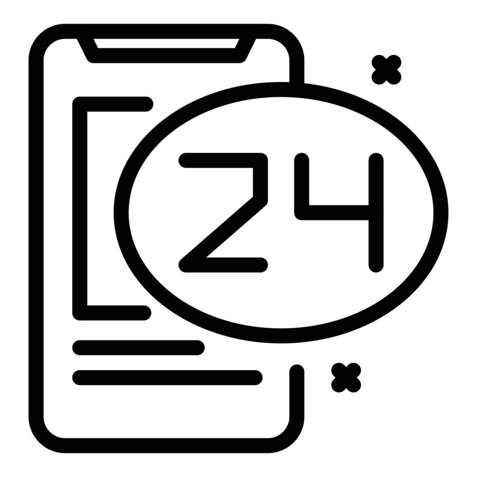Icono de soporte de agente las 24 horas, estilo de esquema vector