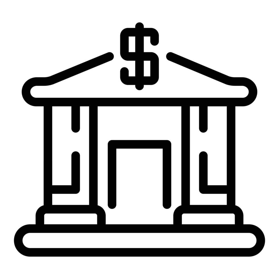 Bank building icon, outline style vector