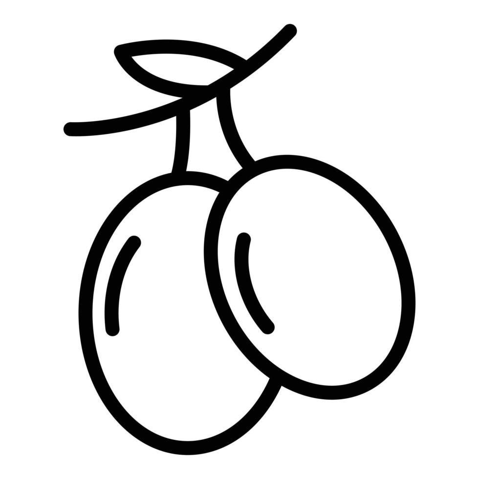 icono de ciruelas de granja, estilo de contorno vector