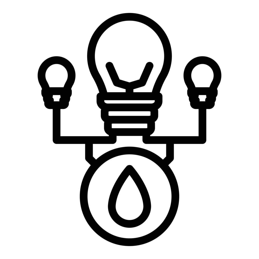 Hydro power light bulb icon, outline style vector