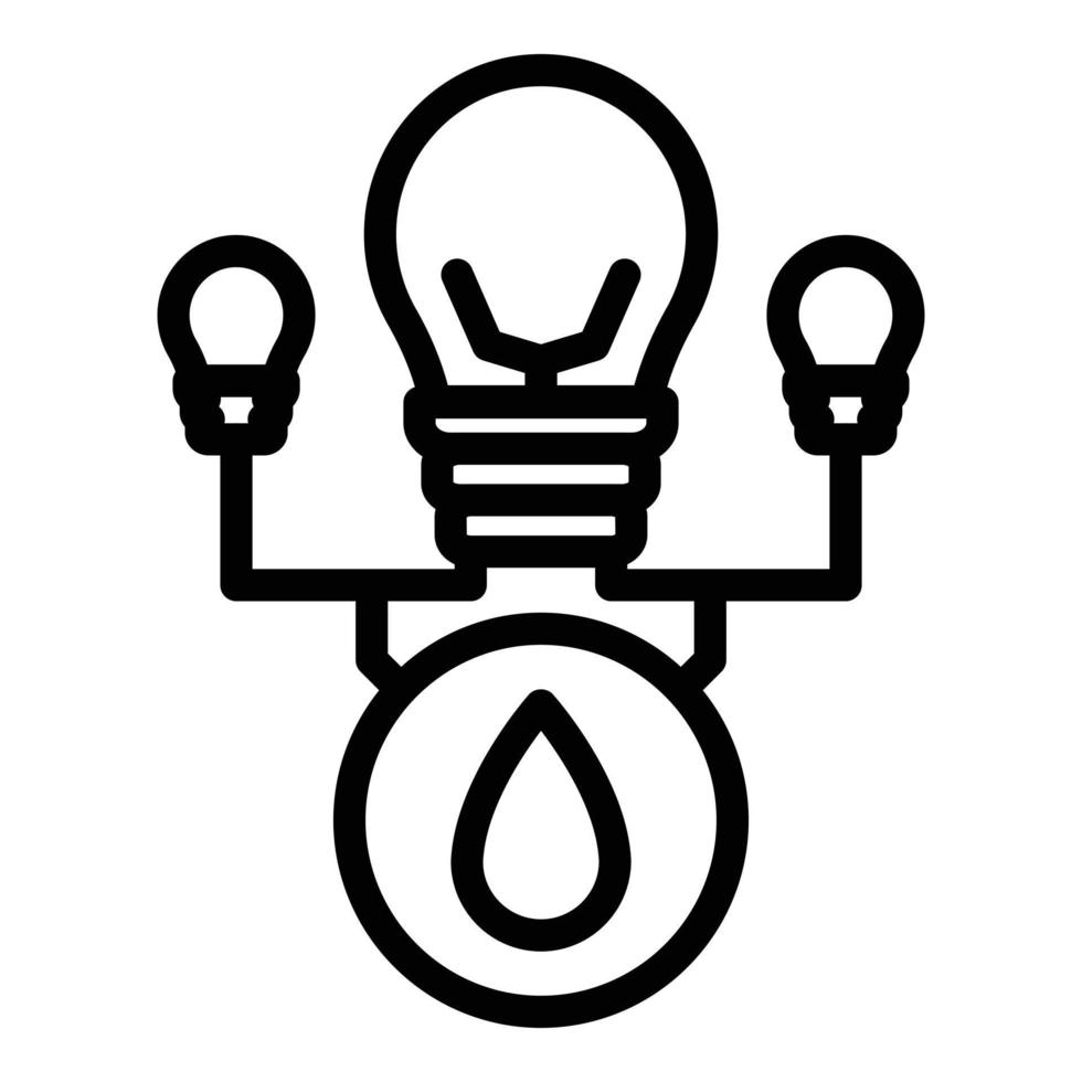 icono de bombilla de energía hidroeléctrica, estilo de esquema vector