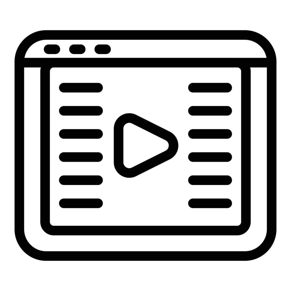 Online video clip icon, outline style vector