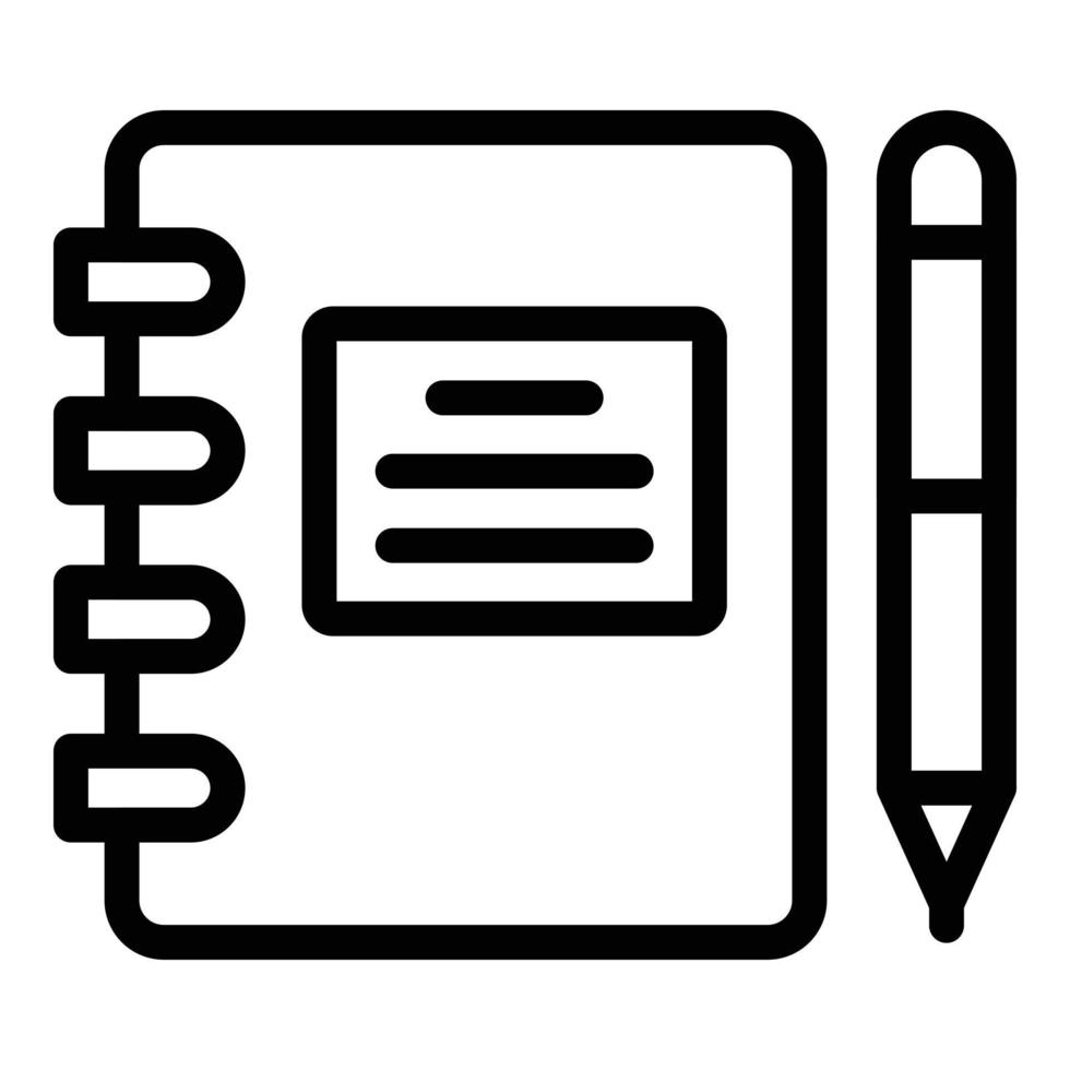 School notebook icon, outline style vector