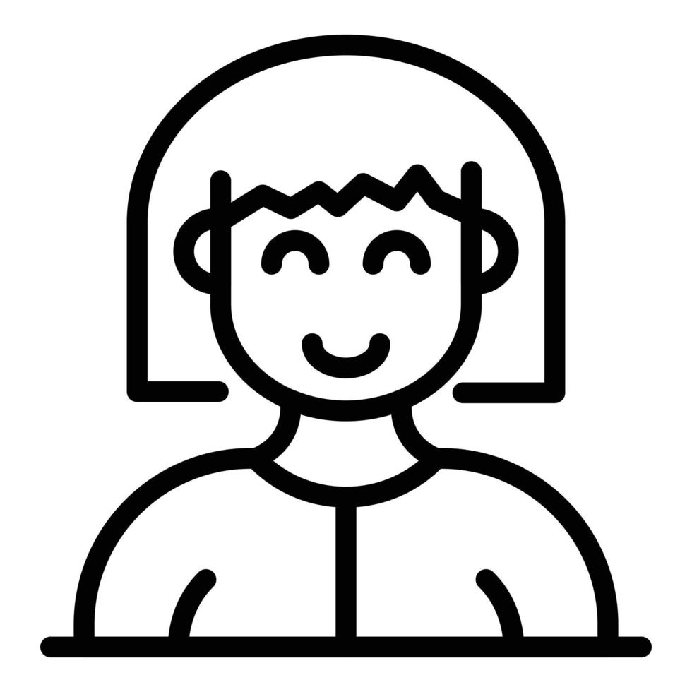 Smiling avatar icon, outline style vector