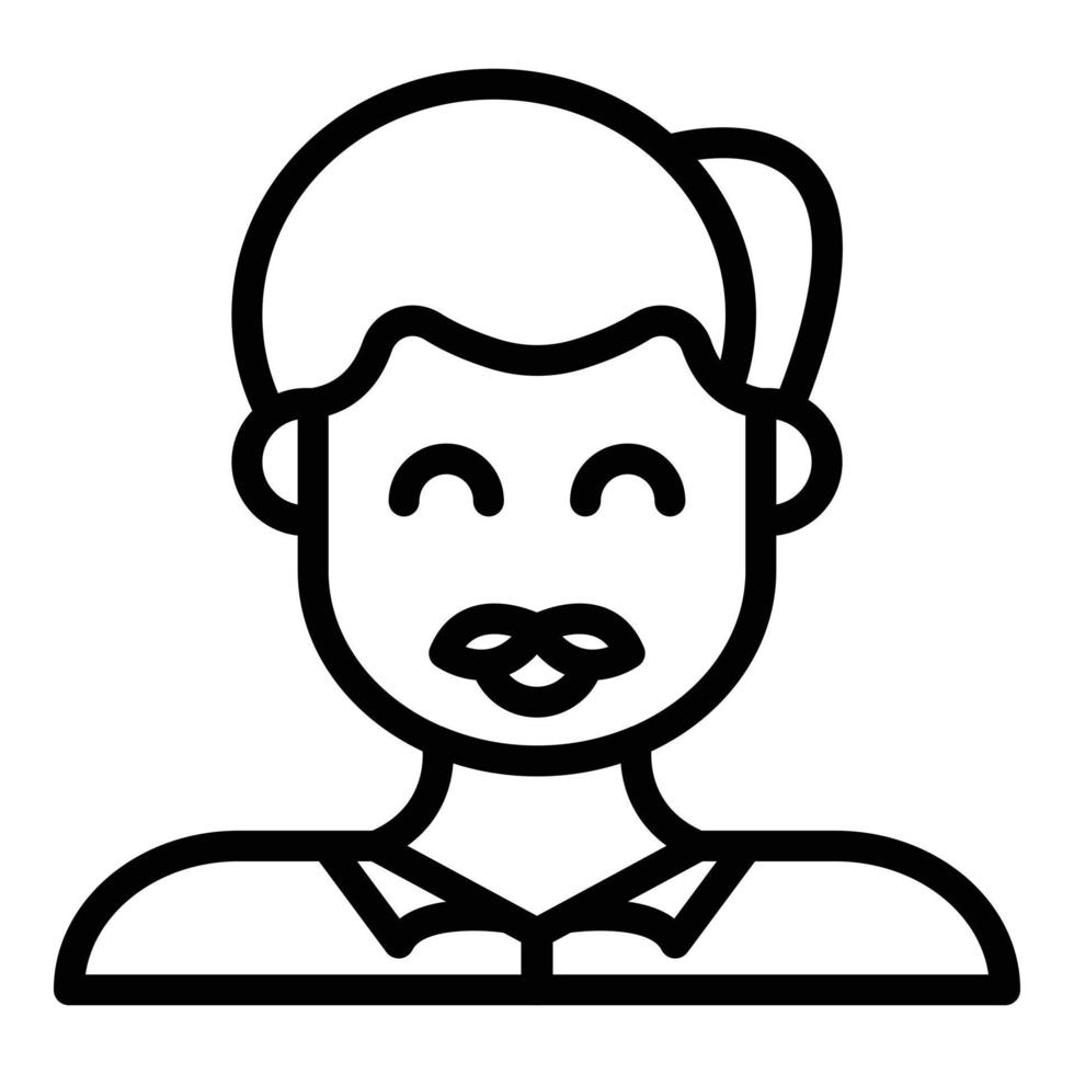 icono de hombre de sonrisa divertida, estilo de contorno vector