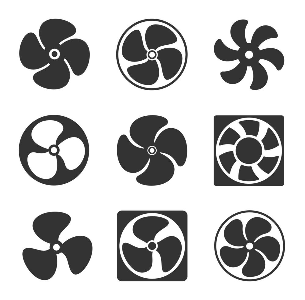 Air cool, ventilator, blower fan propeller icons 15600083 Vector Art at