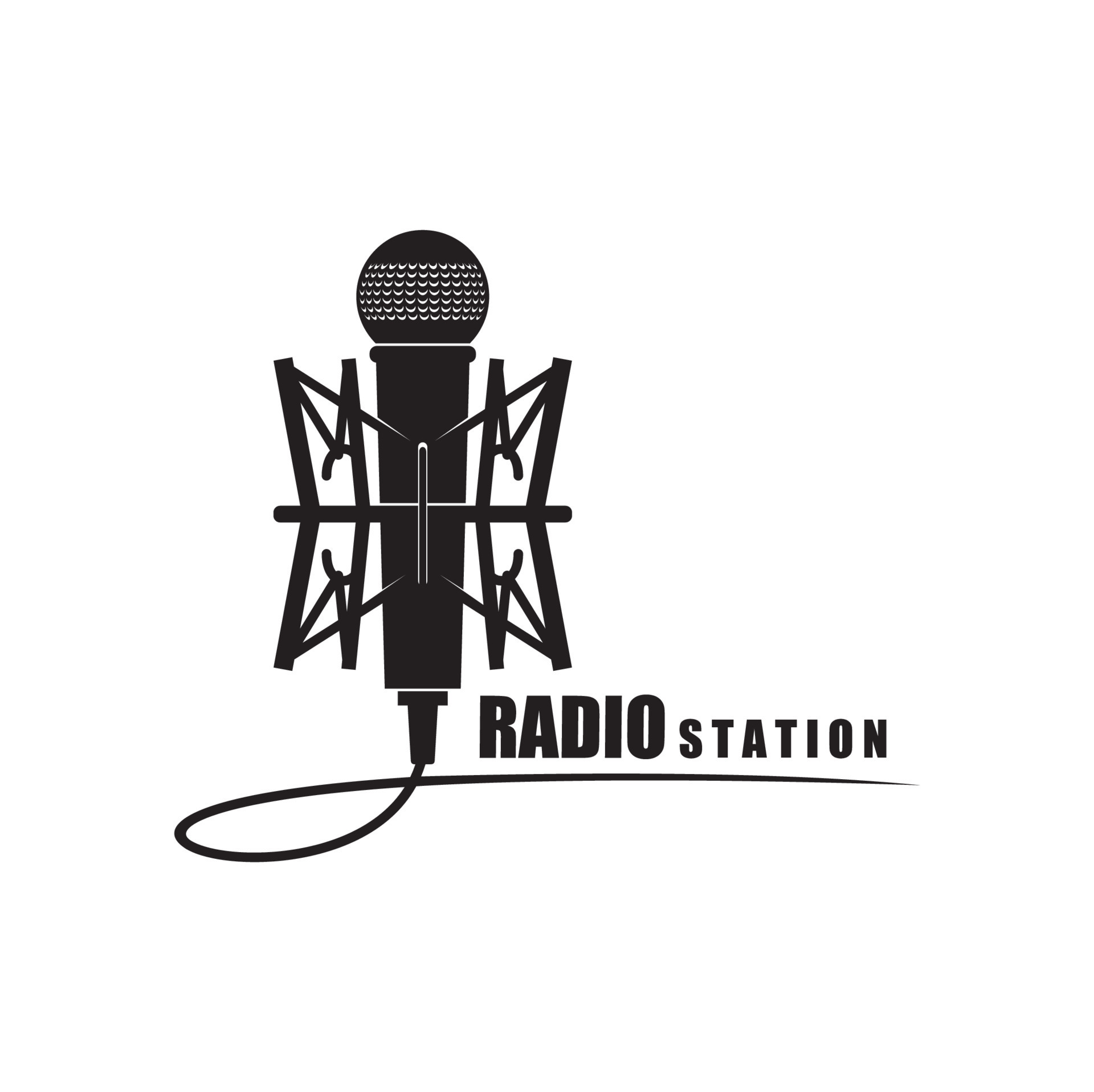 Online radio station icon with retro microphone 15600085 Vector