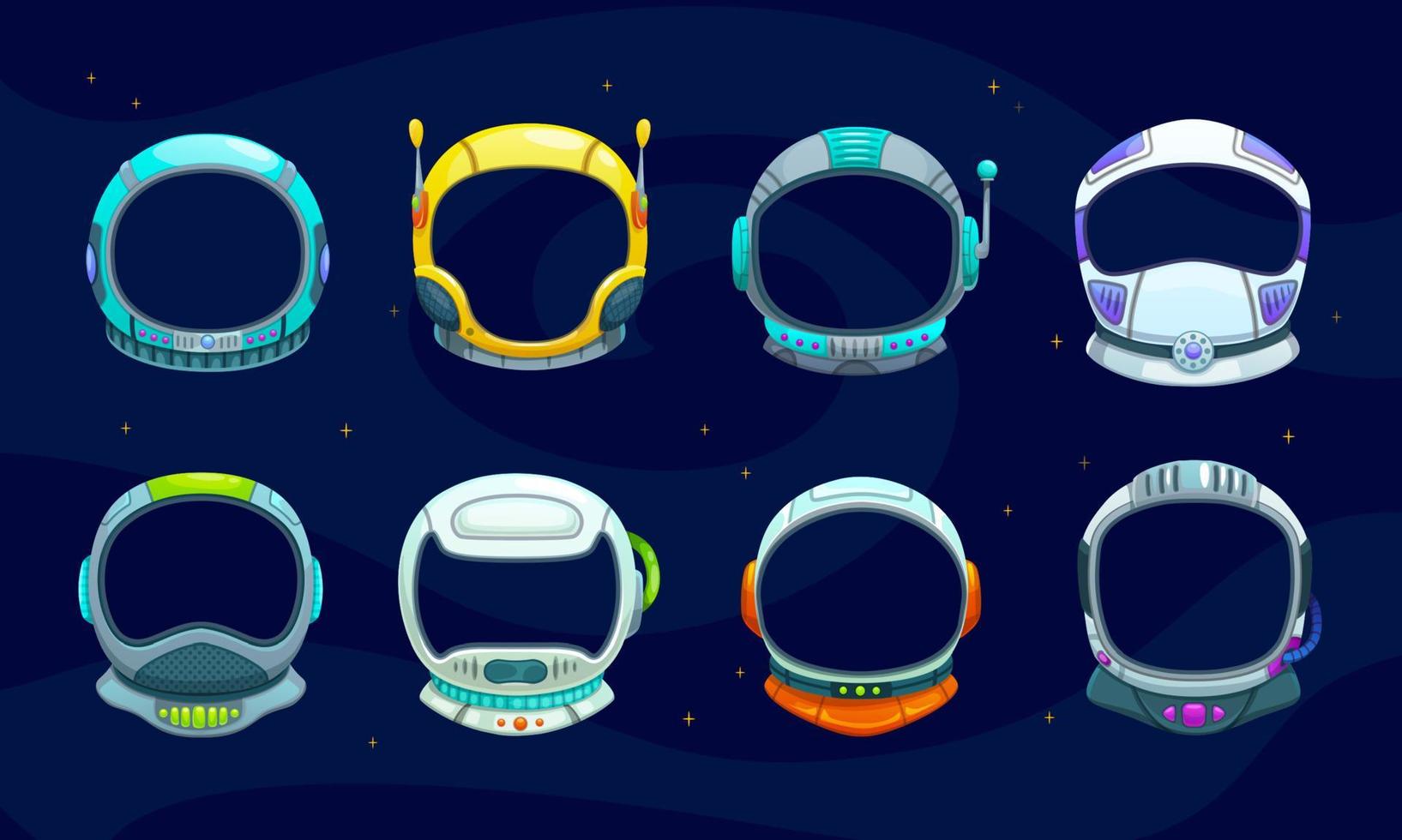 Kids space astronaut space helmets, photo booth vector