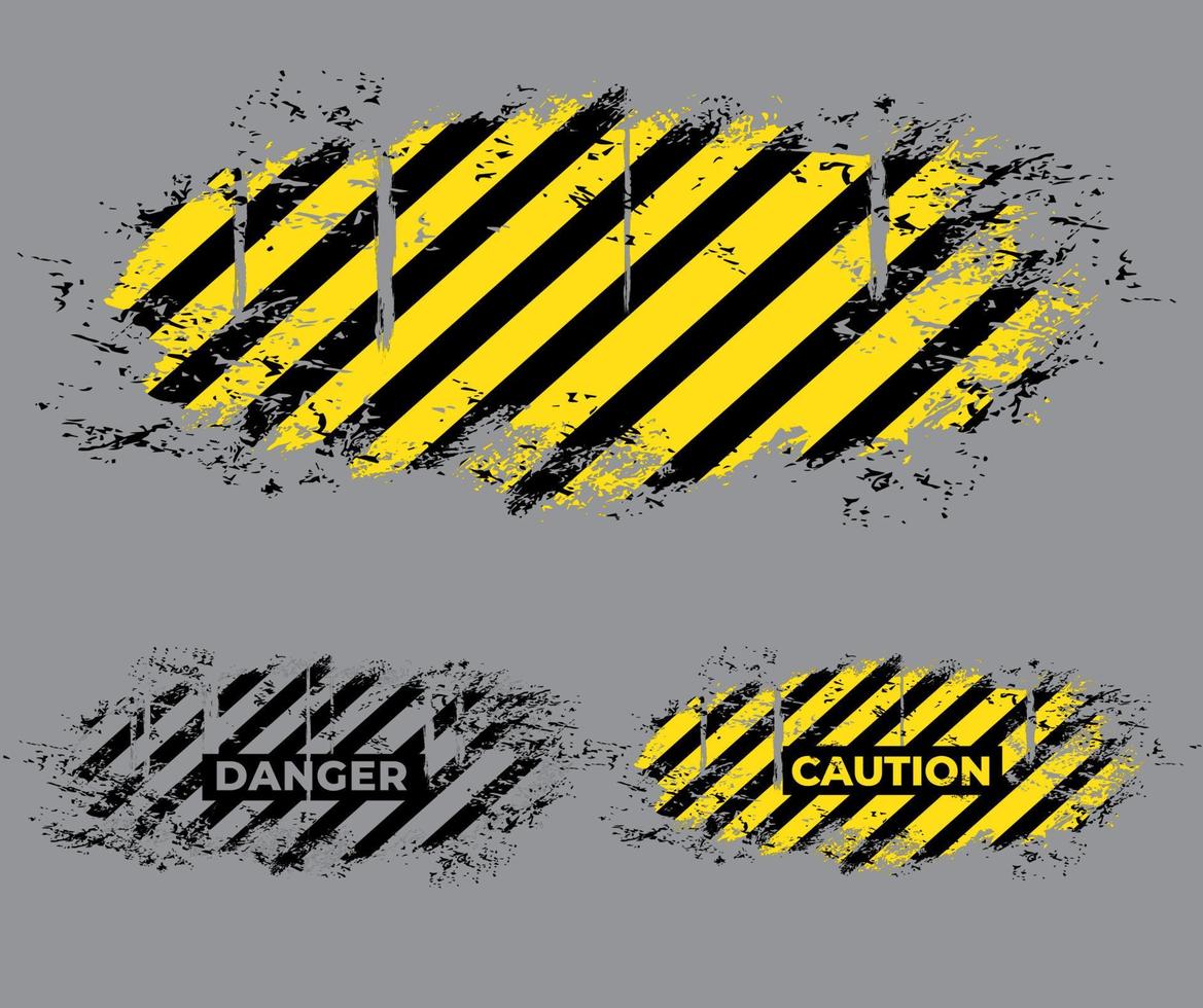 Grunge warning backgrounds, caution danger stripes vector