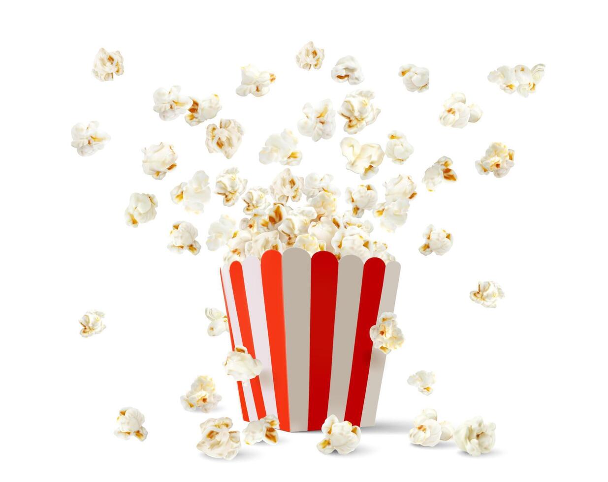 Popcorn box, Striped pop corn bucket container 15600146 Vector Art at