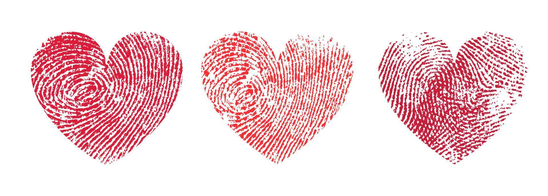 Fingerprint heart isolated vector red thumb print