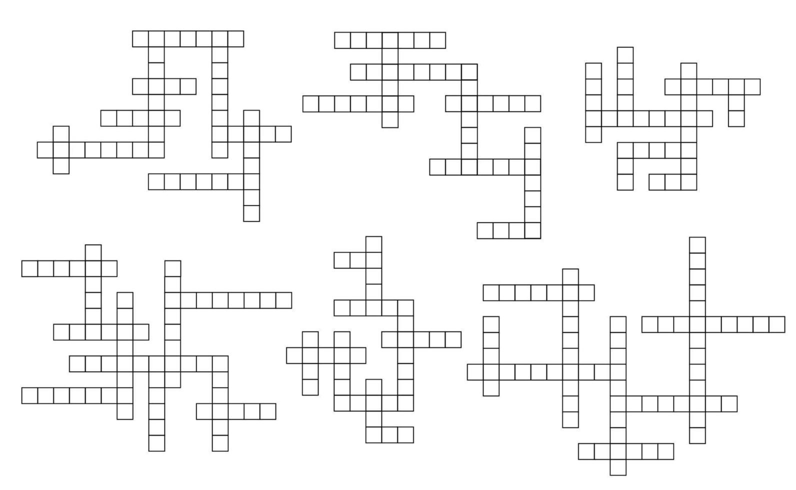 Crossword puzzle grid template, blank empty boxes vector