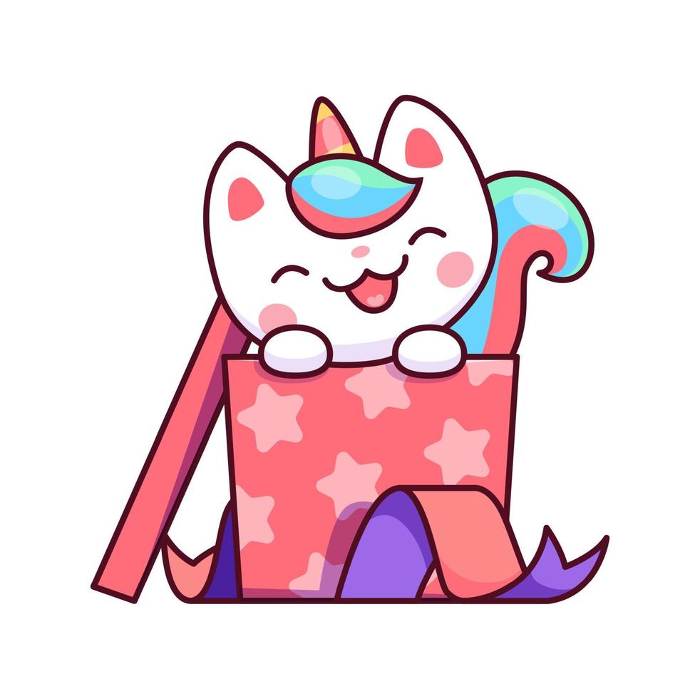 Cartoon caticorn character cute vector unicorn cat