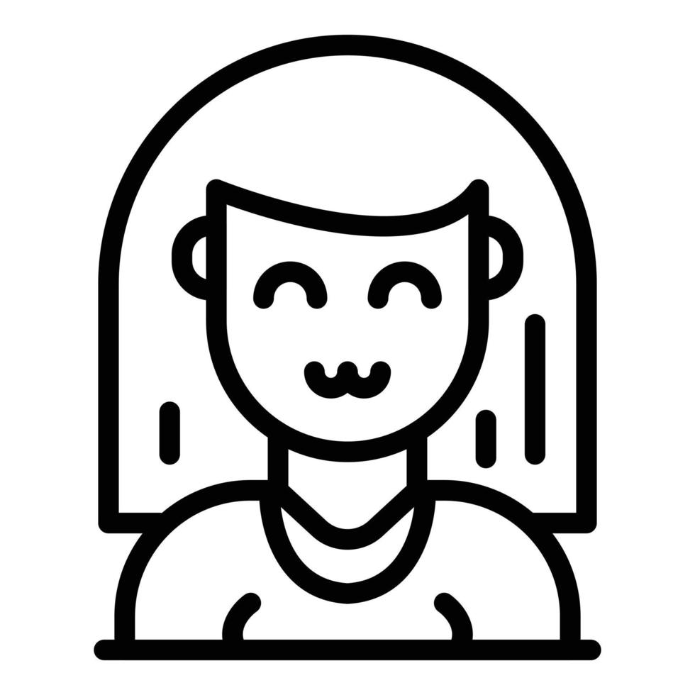 icono de mujer sonriente por la mañana, estilo de esquema vector