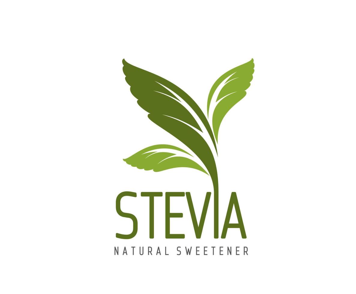 icono de hoja de stevia, edulcorante natural vector
