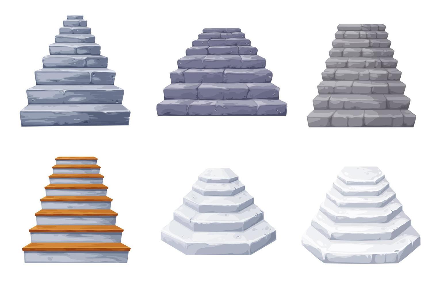 Cartoon stone castle staircase, house stairway vector