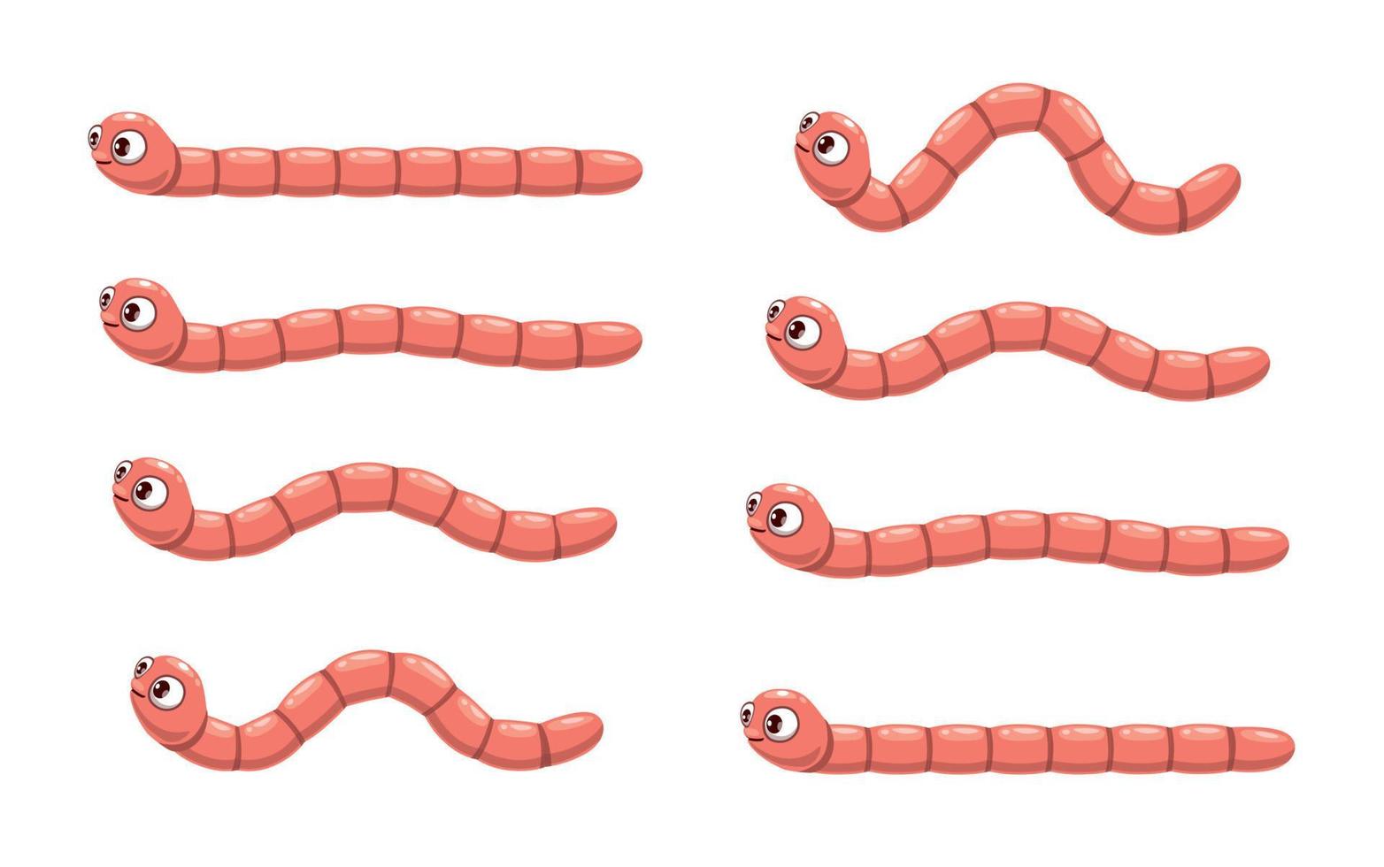 Animation sequence of crawl cartoon earthworm vector