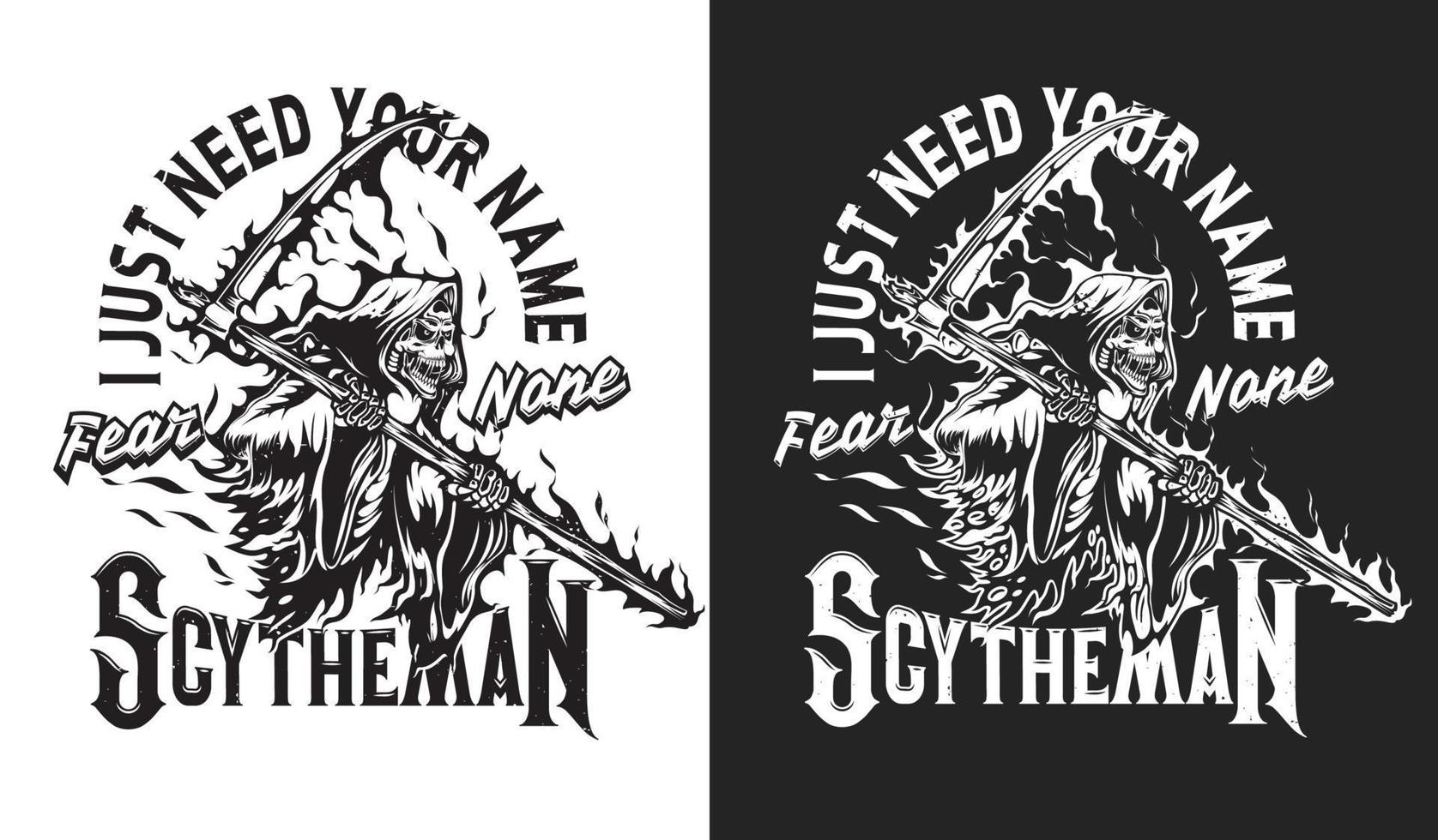 Death reaper with scythe t-shirt creepy print vector