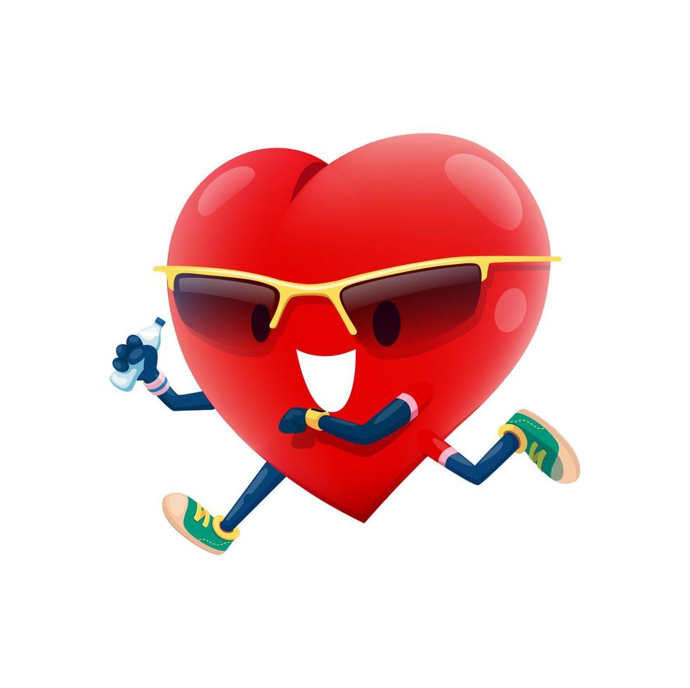 Isolated cartoon running healthy heart character vector