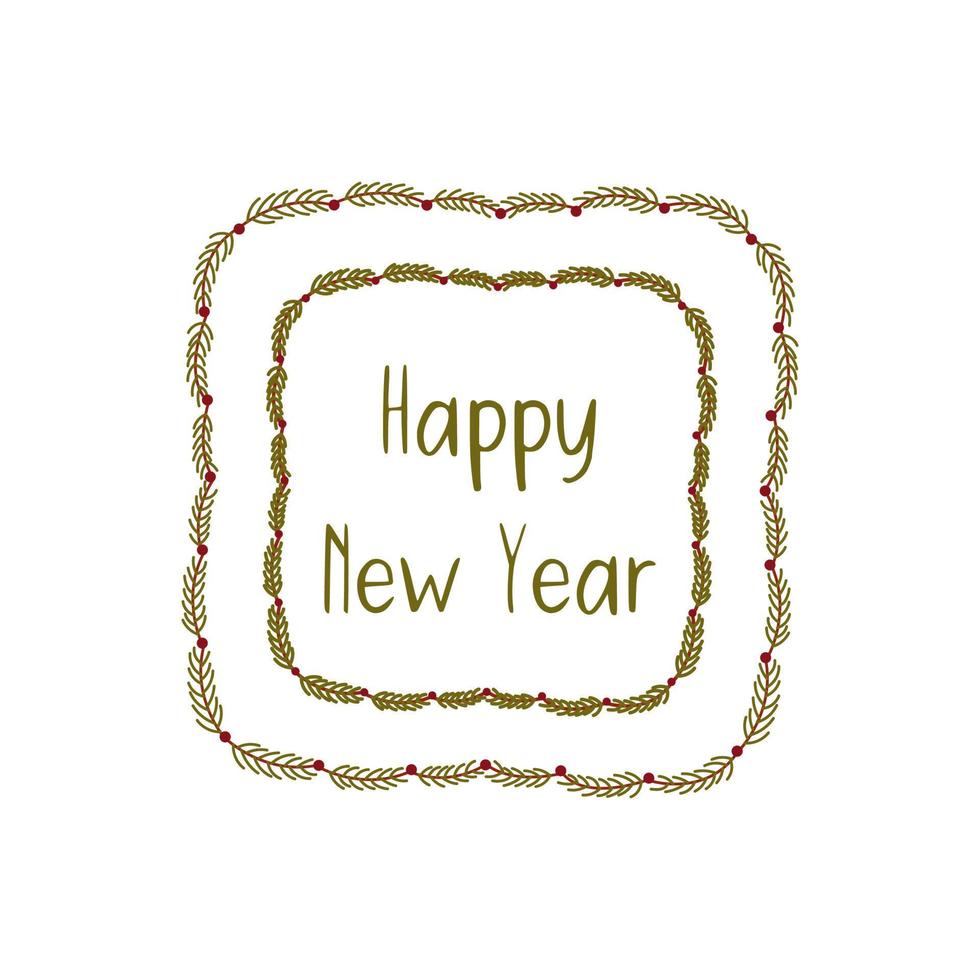 Happy New Year in a frame of fir branches vector