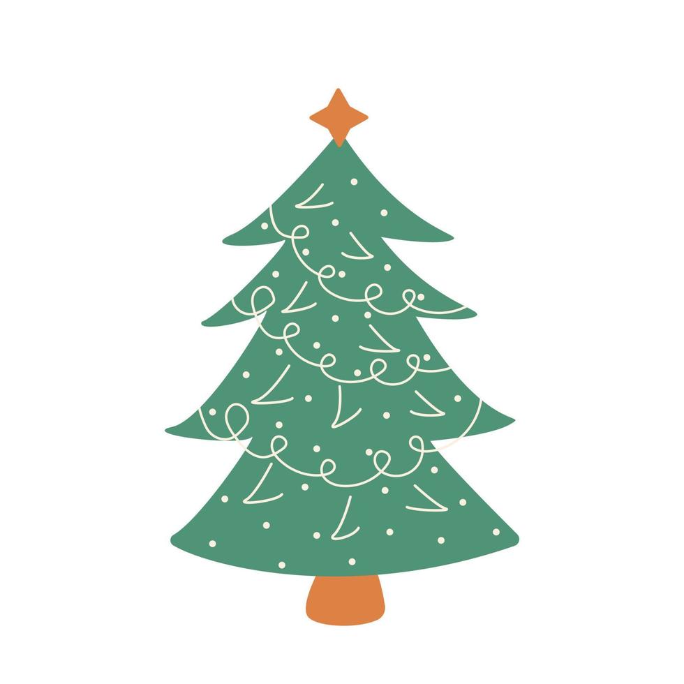 Simple Christmas tree with snow. Hand drawn vector 15600332 Vector Art