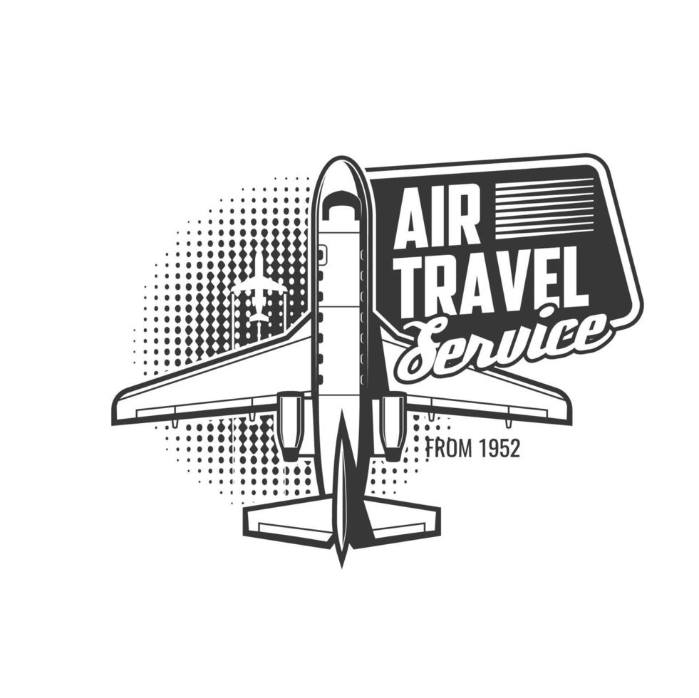 Air travel service icon, airplane tours, flights vector