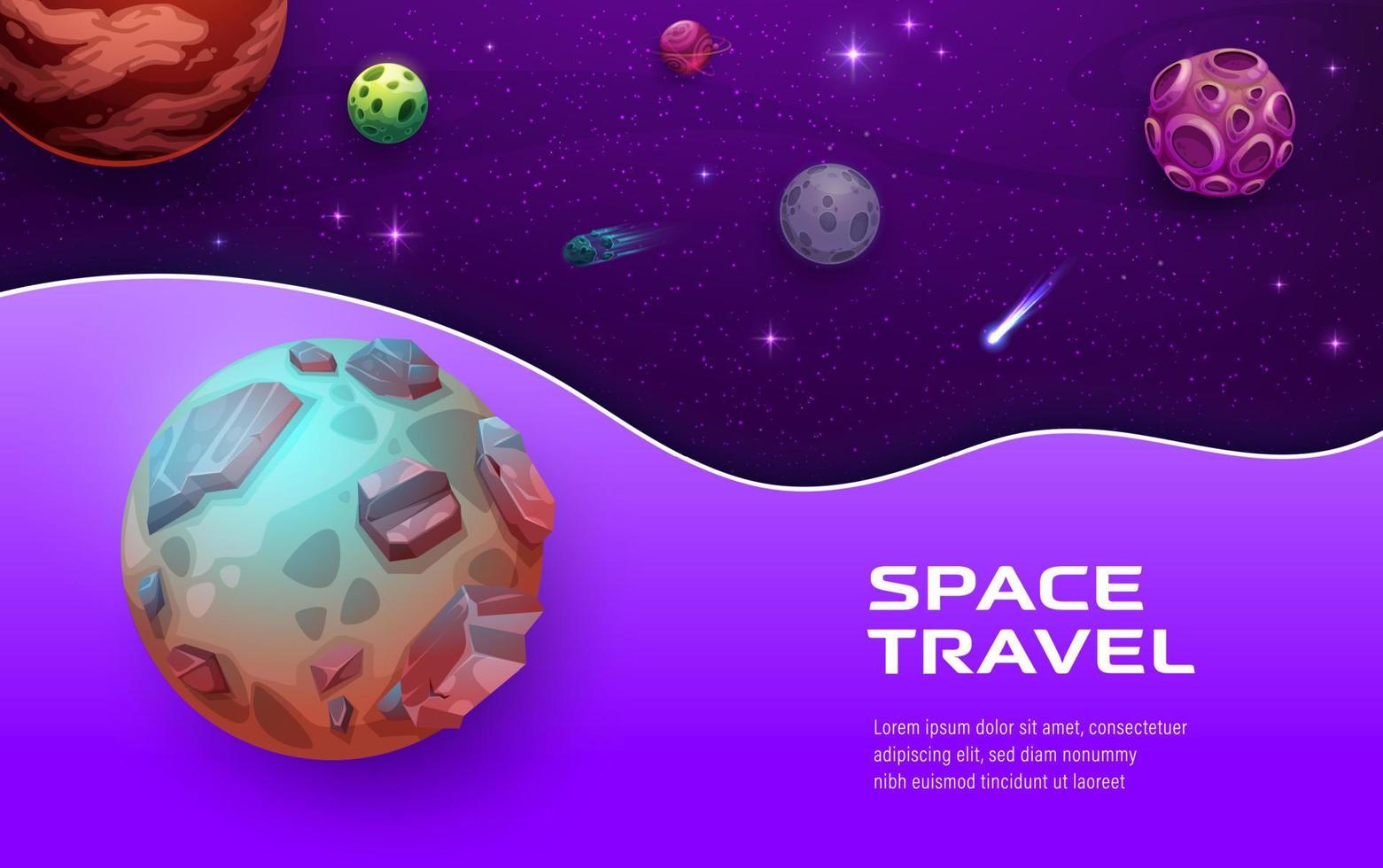 Paper cut space landing page vector