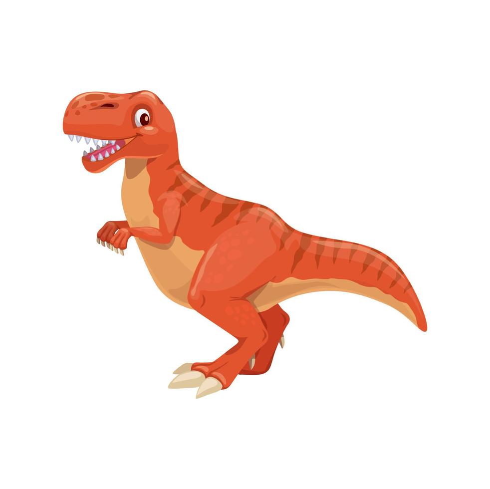 dinosaurio tiranosaurio de dibujos animados, lindo personaje dino vector