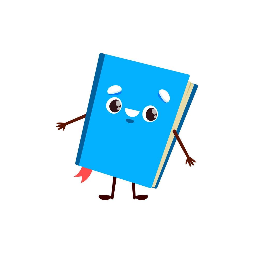 Cartoon funny textbook in blue cover friendly book vector