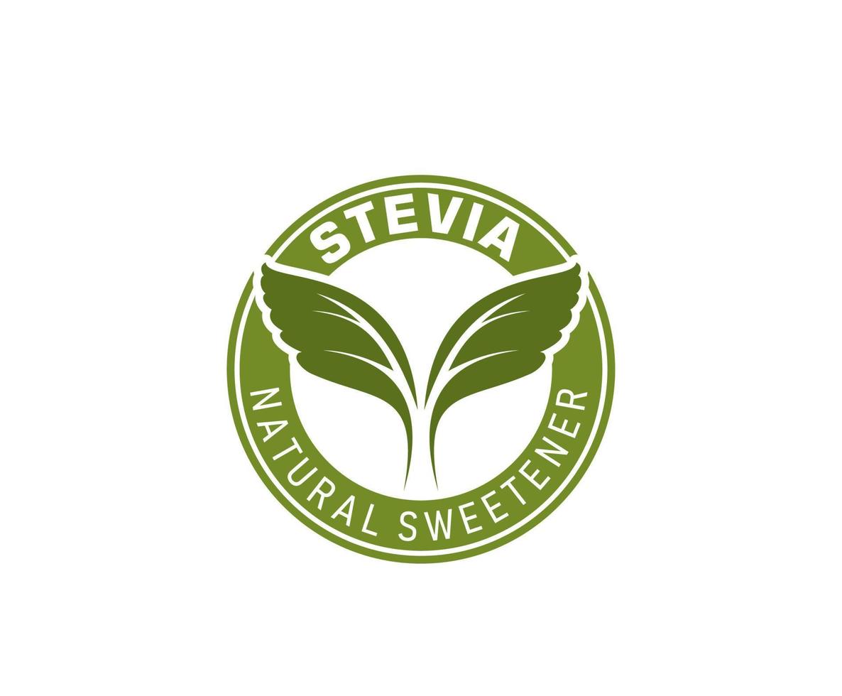 Stevia sweetener leaves round icon or label vector