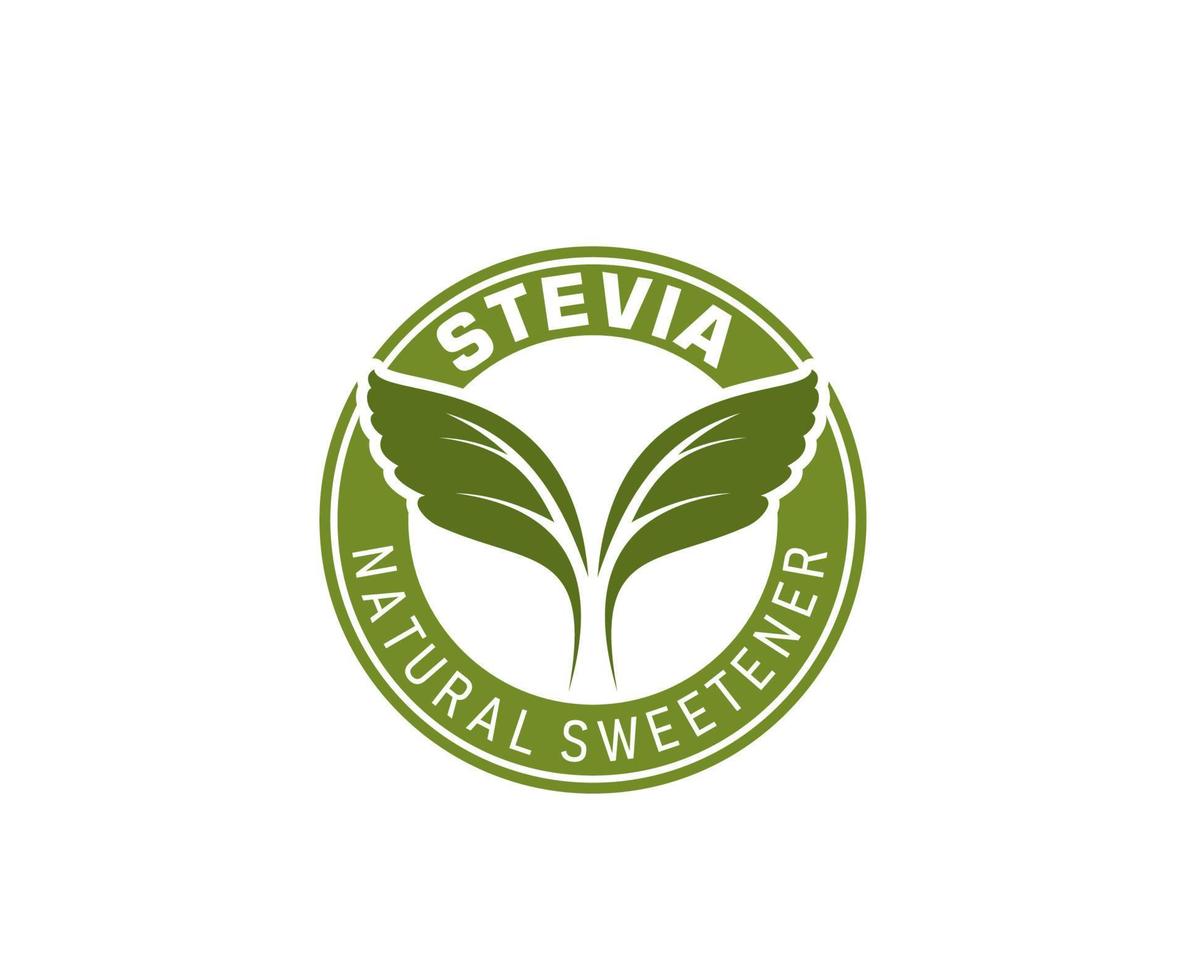 el edulcorante de stevia deja un icono redondo o una etiqueta vector