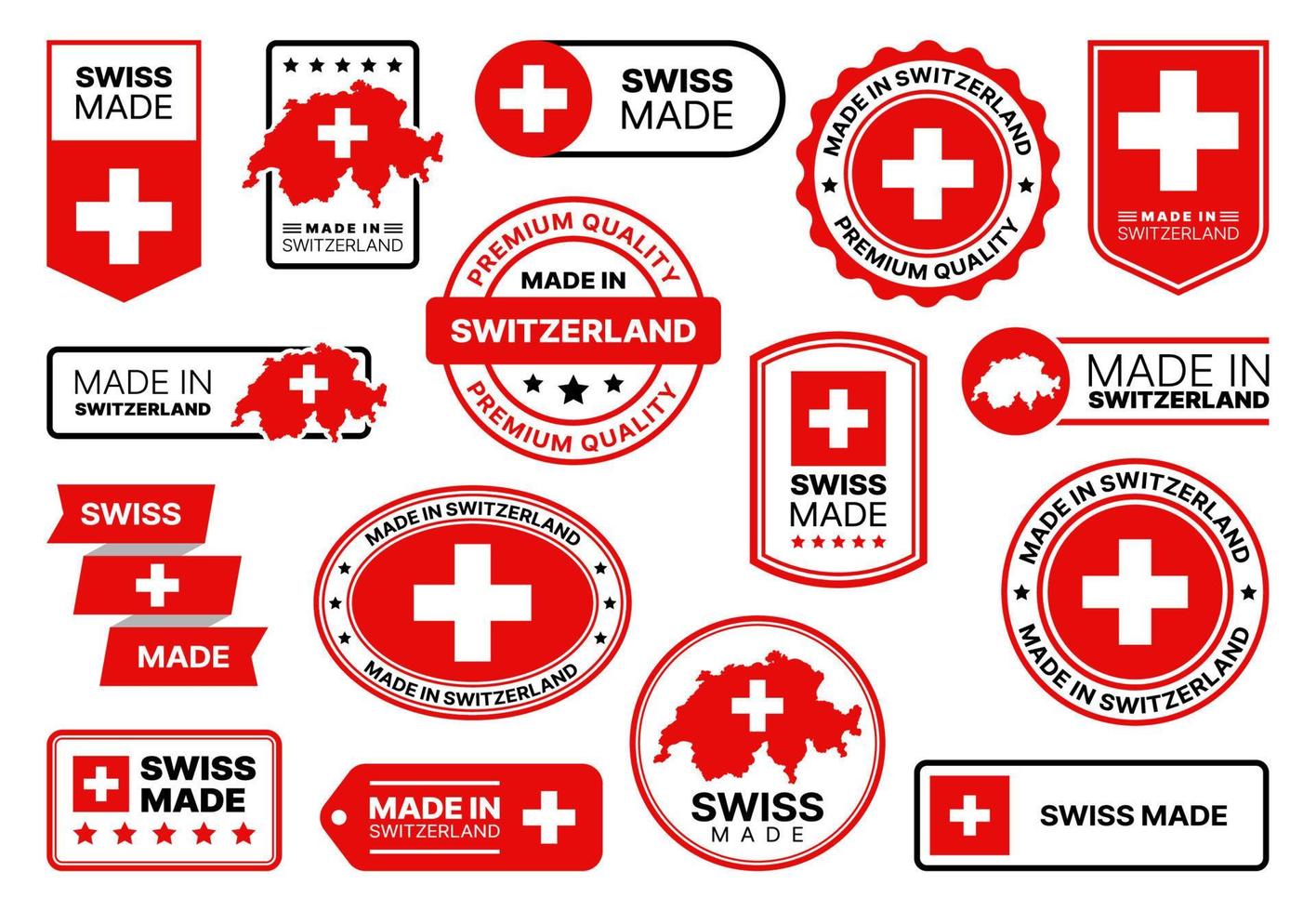 Made in Switzerland, Swiss quality icons vector