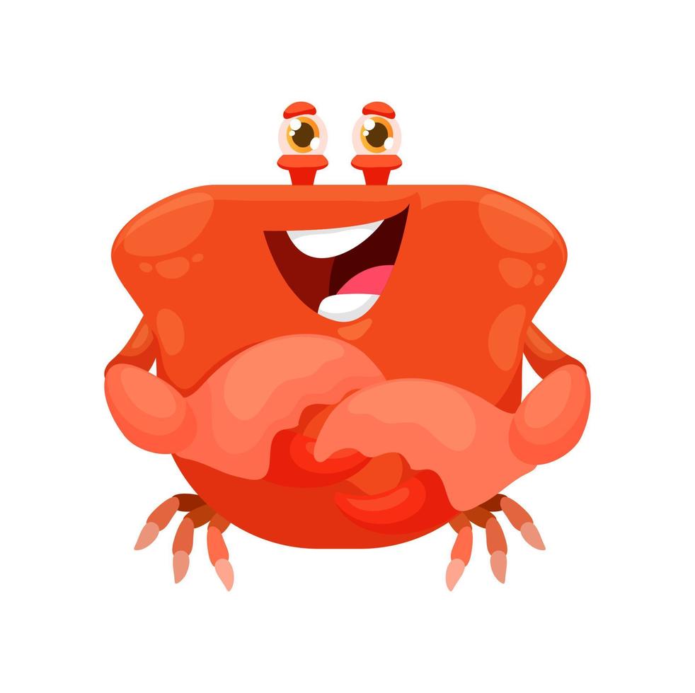 Cartoon kawaii square face, funny crab emoticon vector