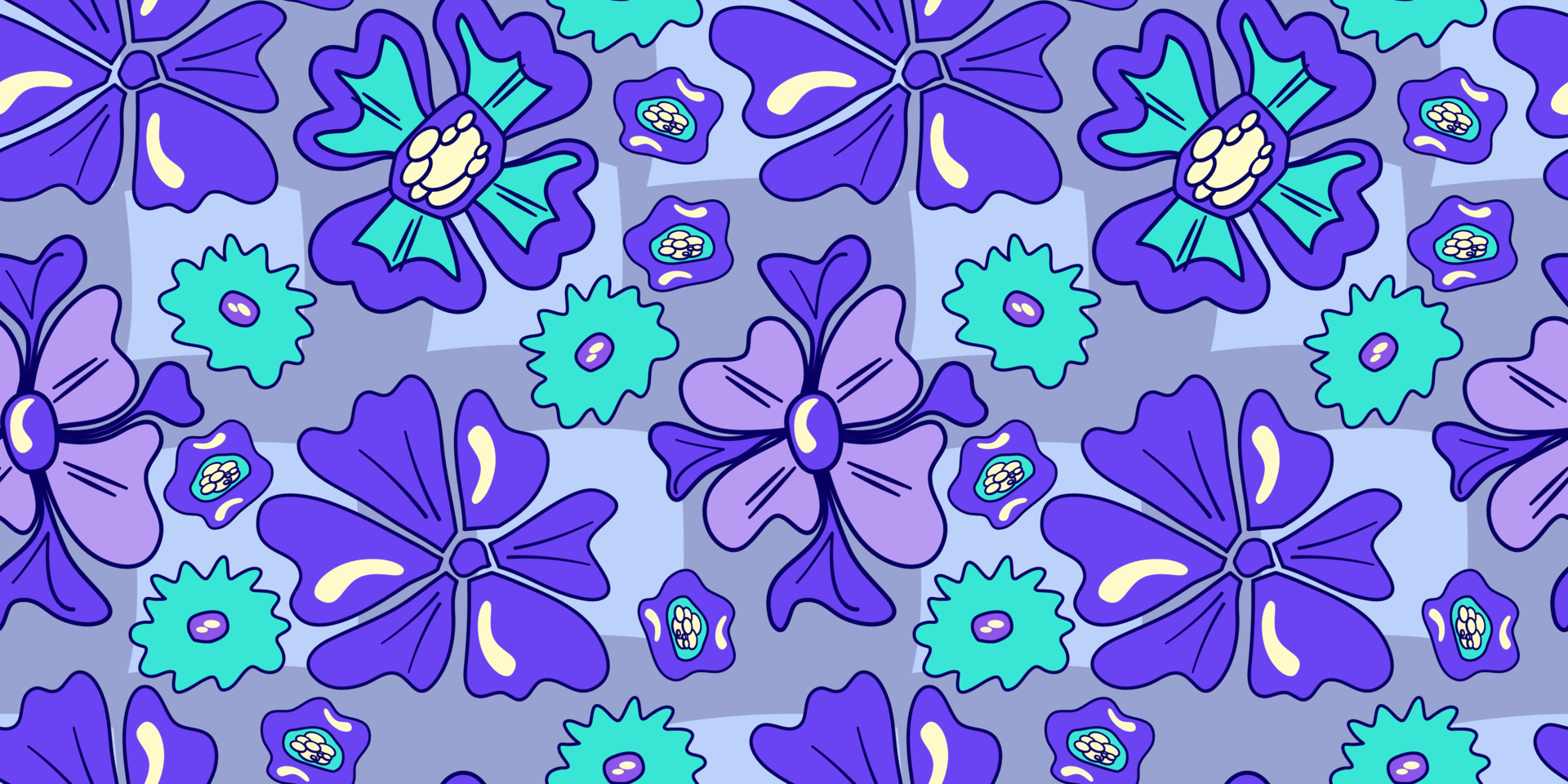 Seamless flower trippy psychedelic pattern. Purple psychedelic seamless