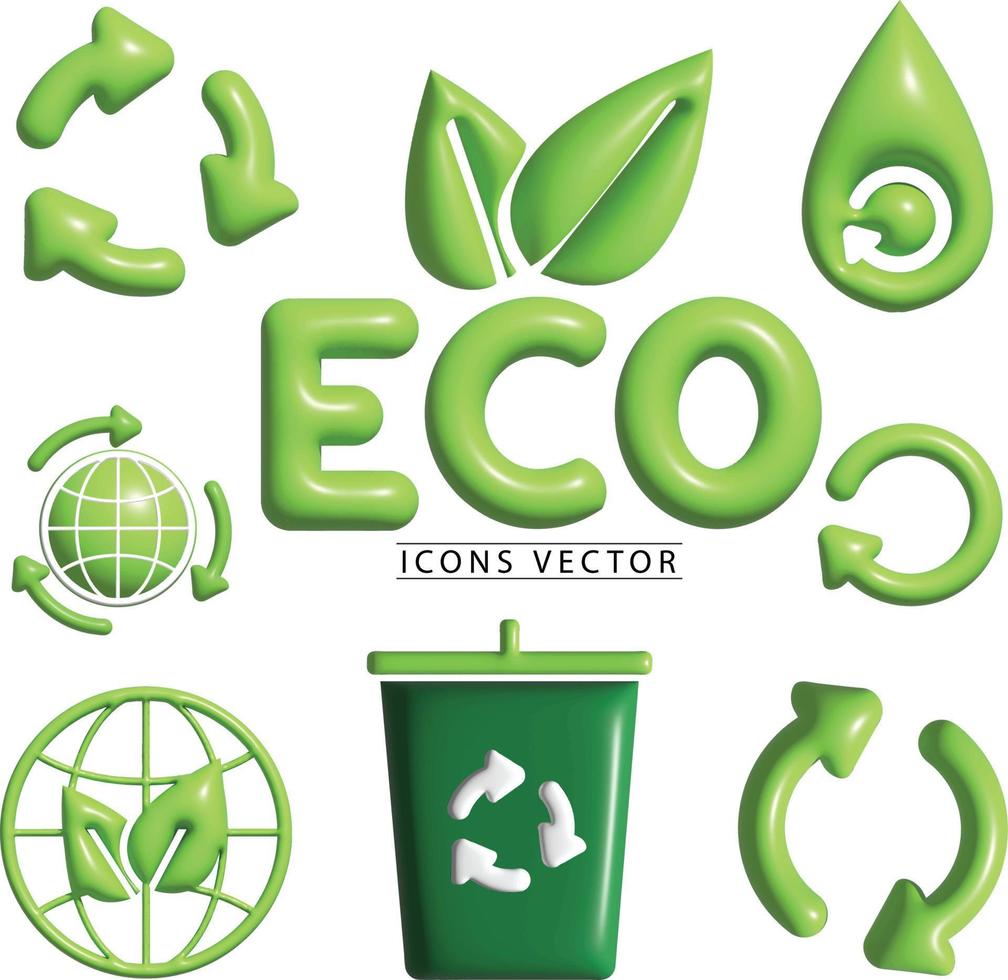 iconos incluidos como vectores ecológicos, reciclados, reutilizables, ecológicos y más