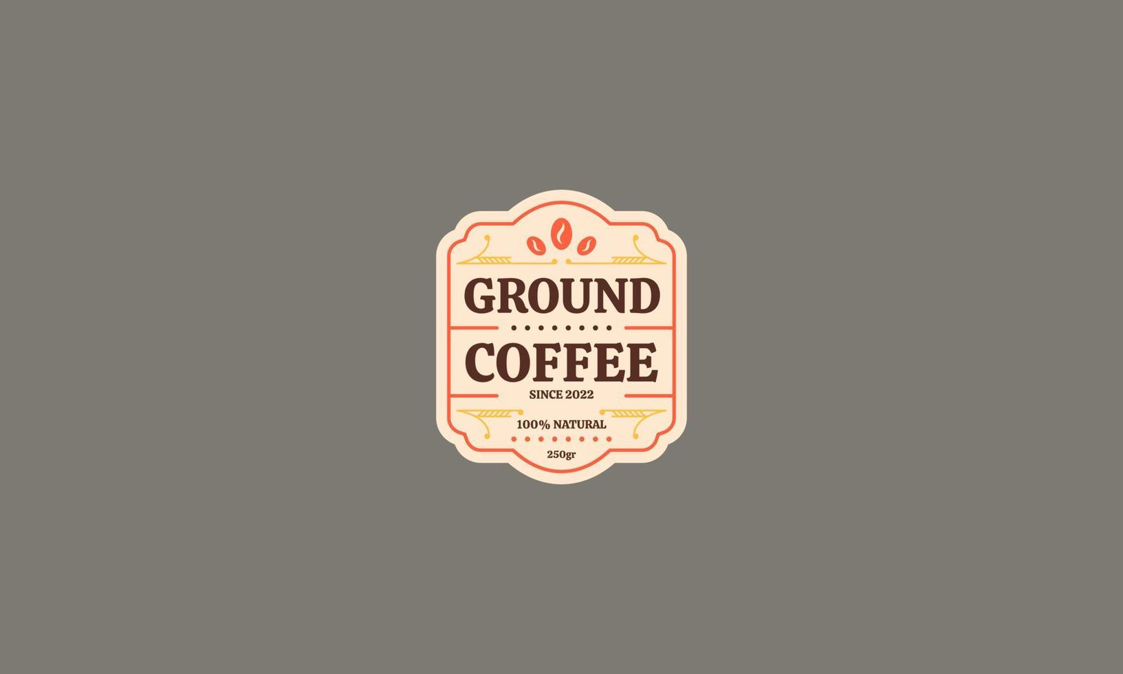 Etiqueta de diseño de ilustración de vector de plantilla de café molido