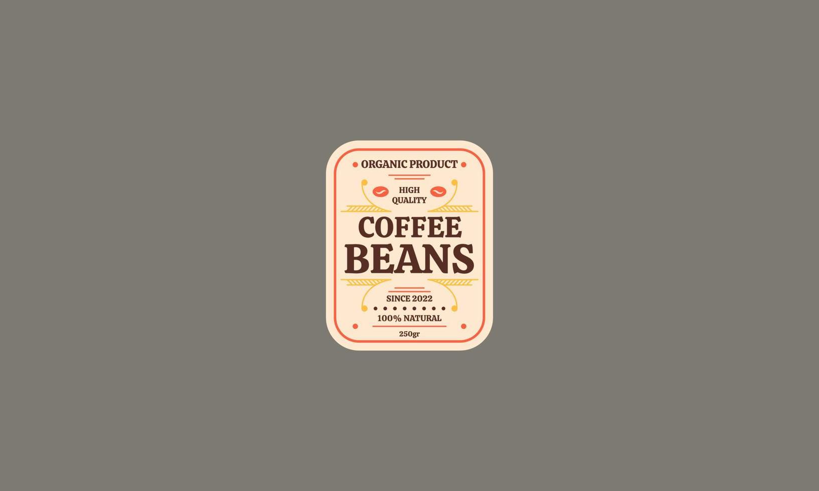 Etiqueta de granos de café plantilla orgánica diseño ilustración vectorial vector