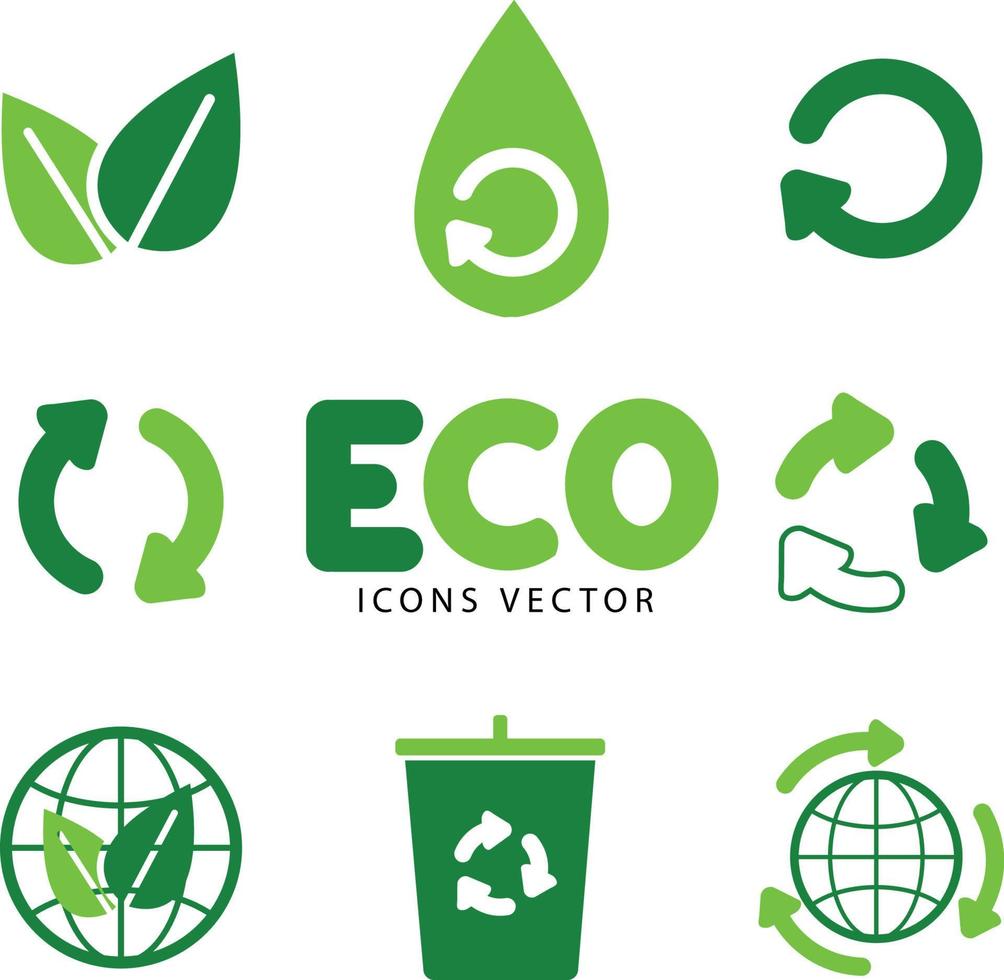 iconos como vector ecológico, reciclar, reutilizable, volverse verde