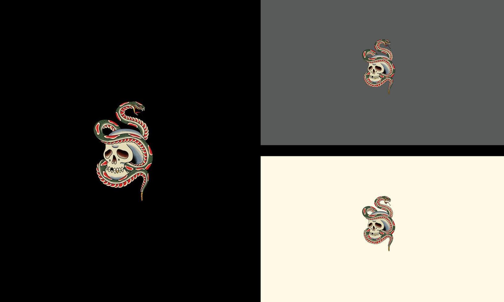 head skull and snake vector illustration artwork design