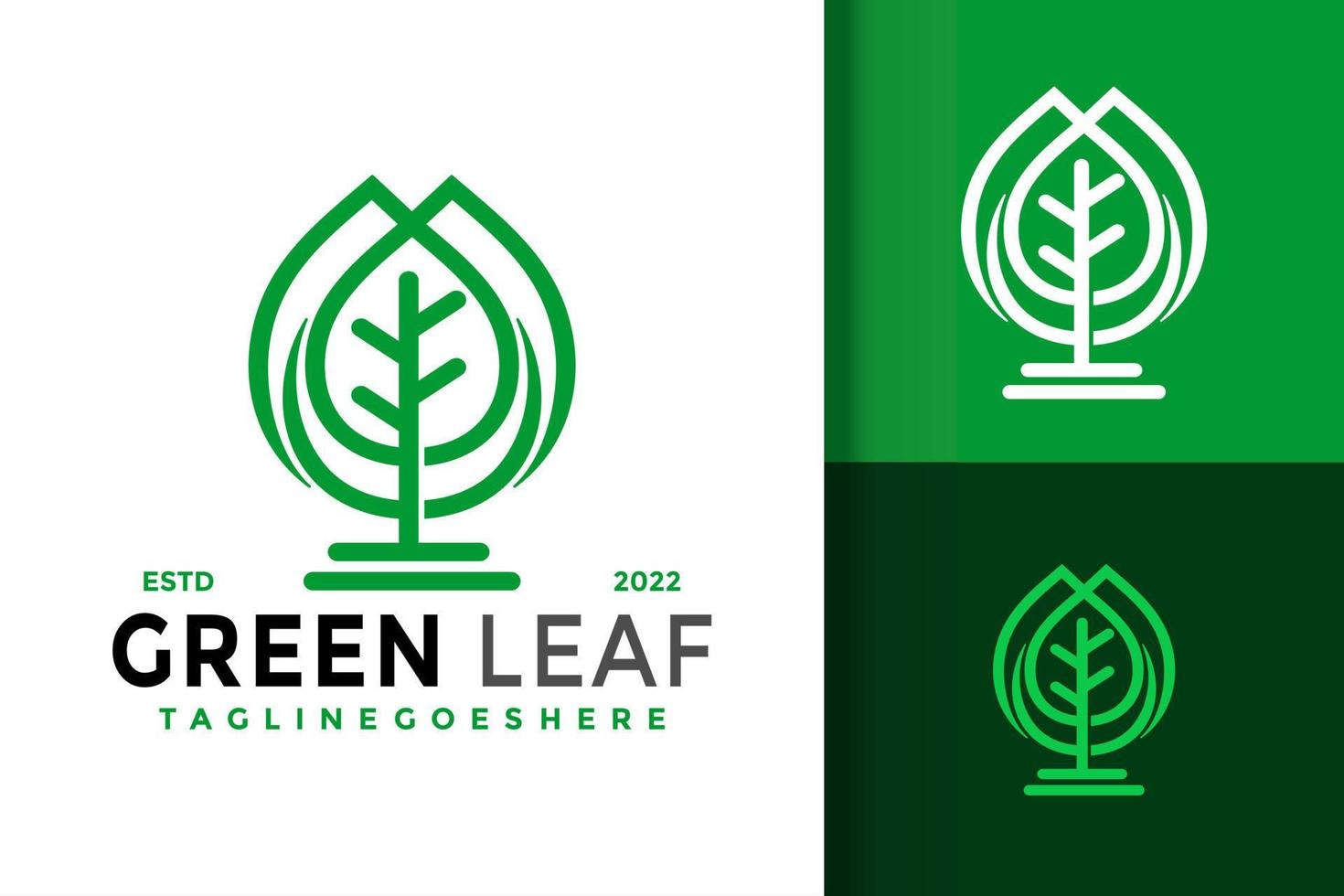 Green Leaf with Drop Logo Design Vector Illustration Template