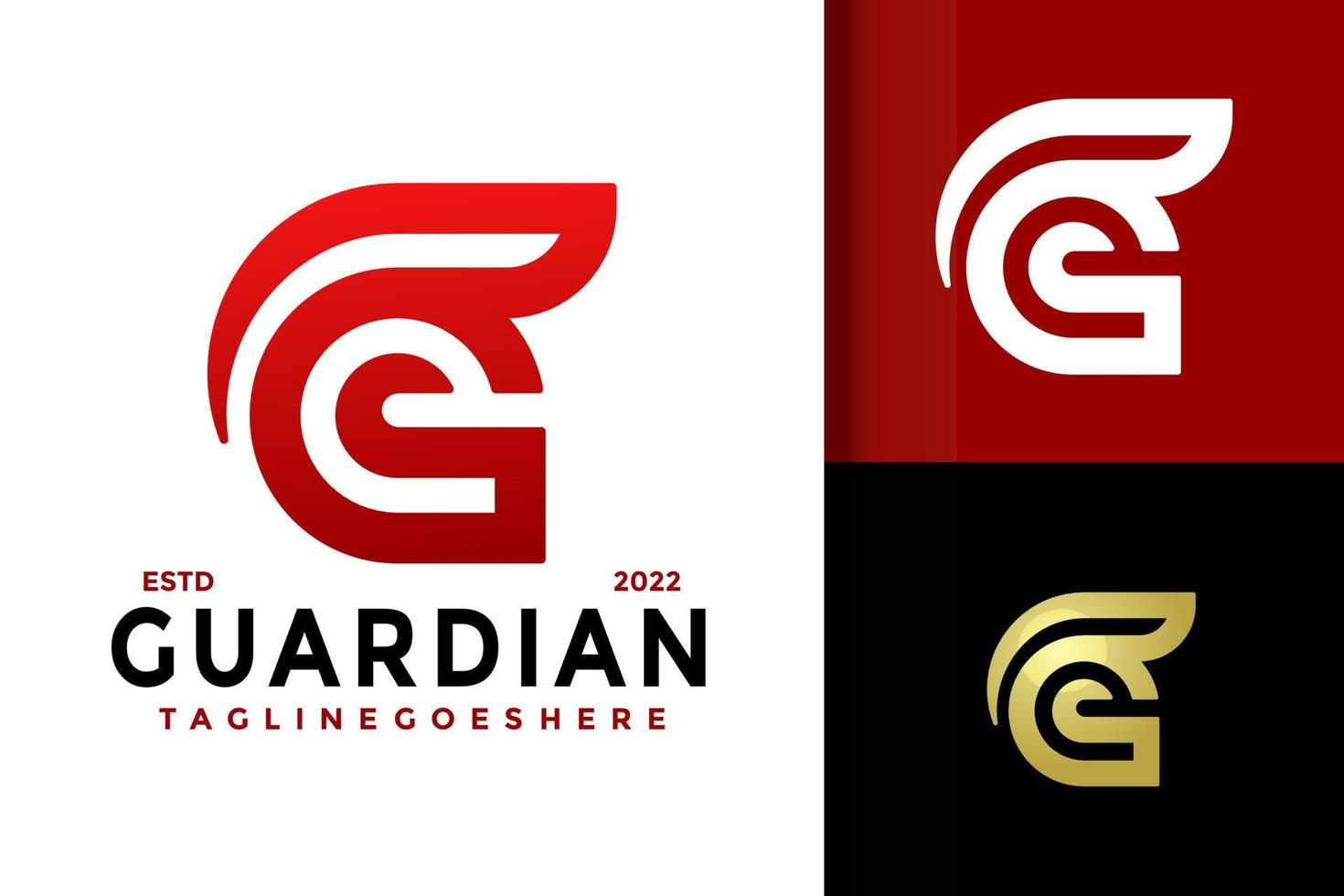 plantilla de ilustración de vector de diseño de logotipo de casco guardián de letra g