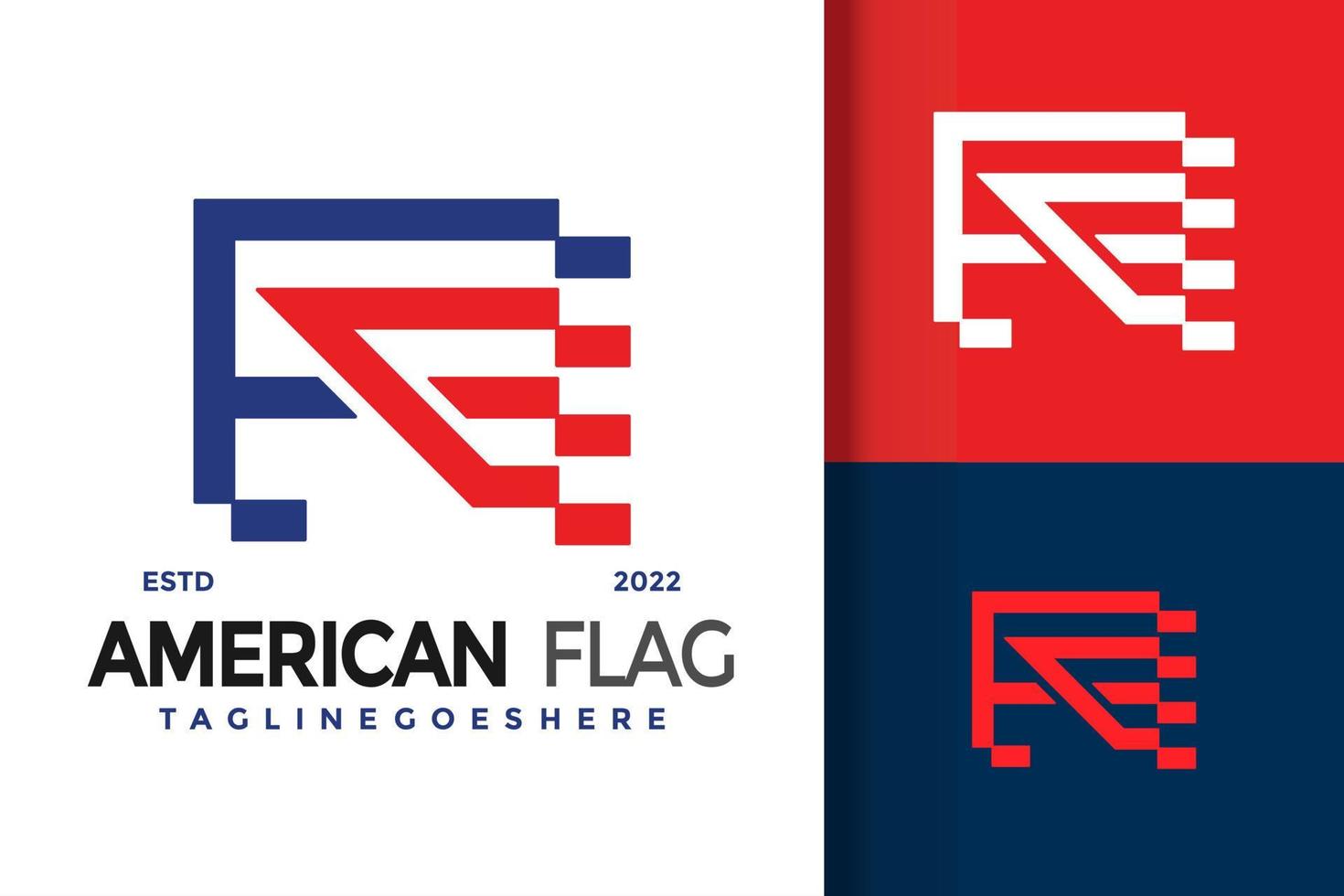 Letter A American Flag Logo Design Vector Illustration Template
