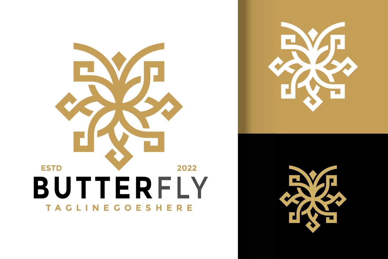 Butterfly Ornament Logo Design Vector Illustration Template