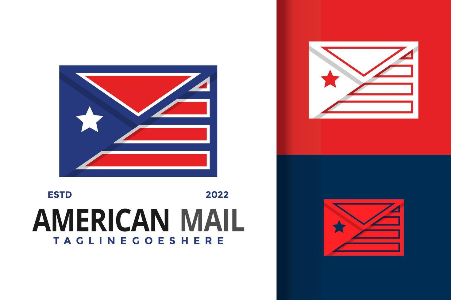 plantilla de ilustración vectorial de diseño de logotipo de bandera de correo estadounidense vector