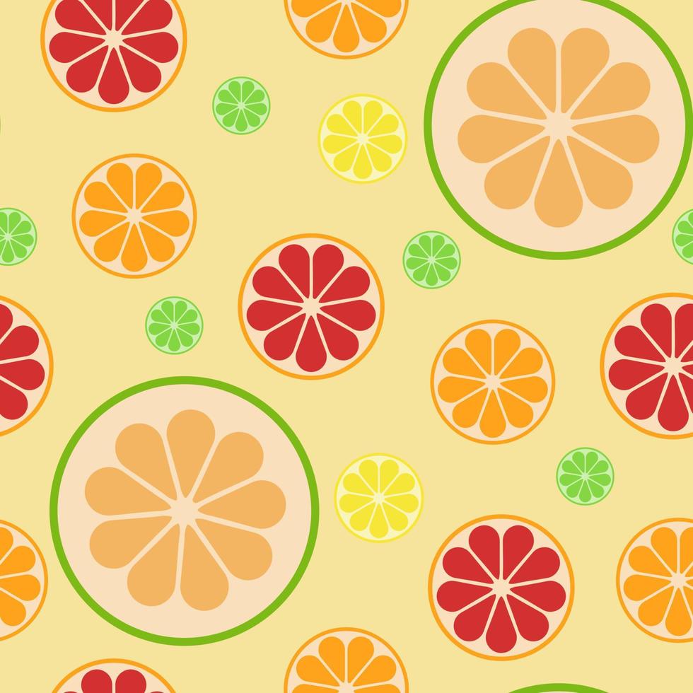 Pattern with citrus cutaway fruit lemon, lime vector