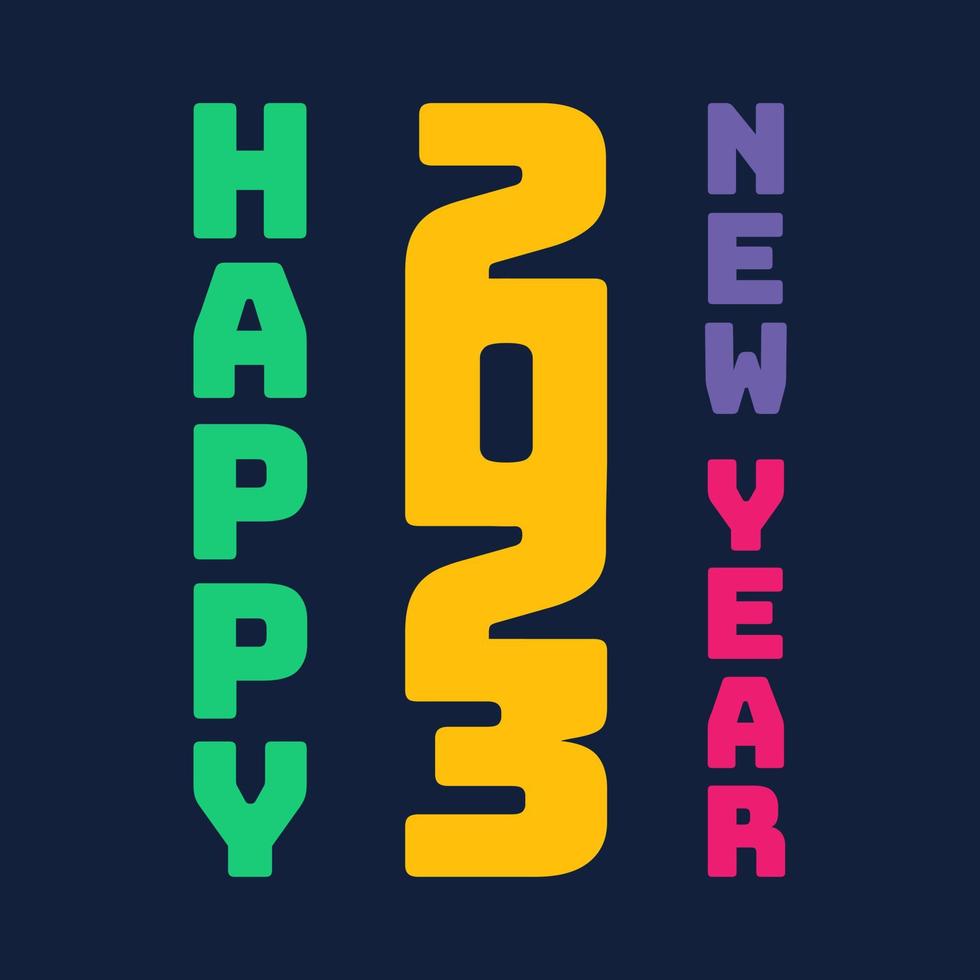 futuristic happy new year 2023 neon text background vector