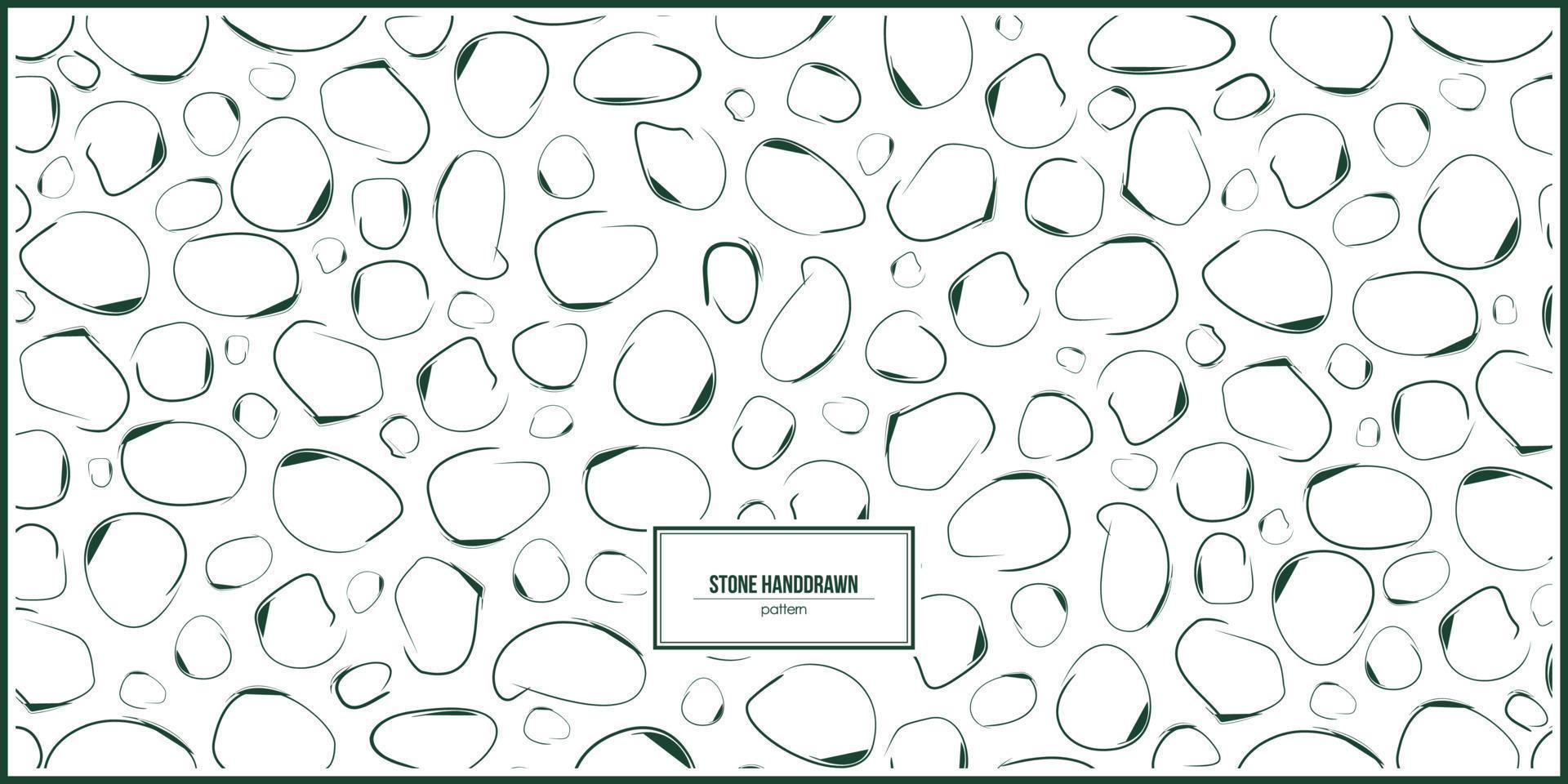retrospective vector template of simple handdrawn flat stone art